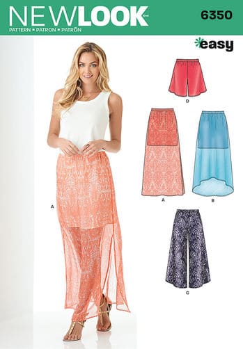 Sewing Pattern Skirts Pants 6350