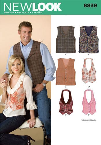 Sewing Pattern Tops Vests 6839