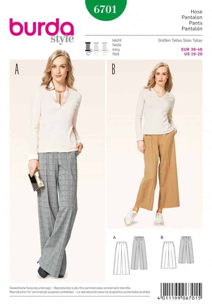 (Discontinued) Burda Style Sewing Pattern - 6701 - Pants Trousers ...