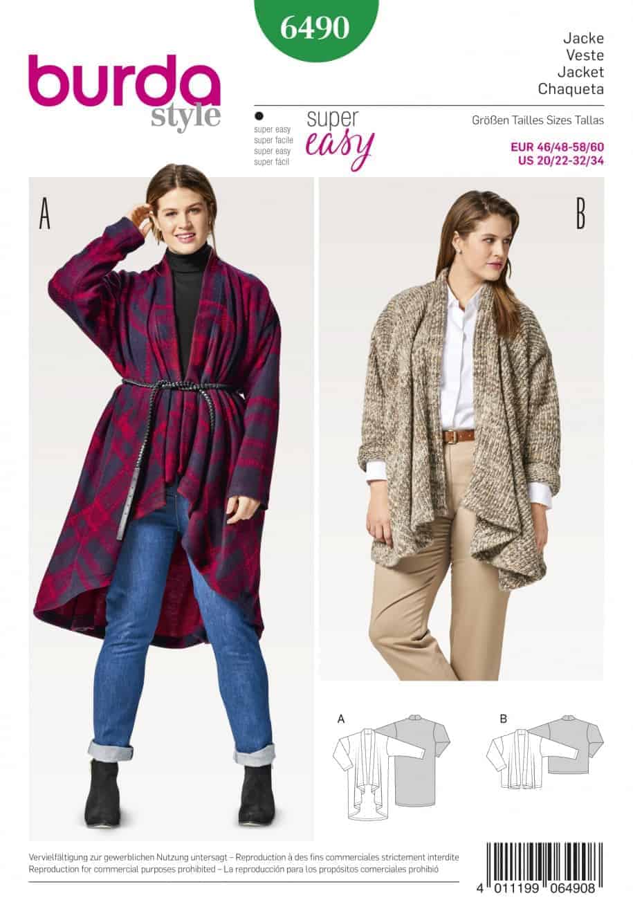 Burda Style Sewing Pattern - 6490 - Misses' Soft Drape Jackets ...