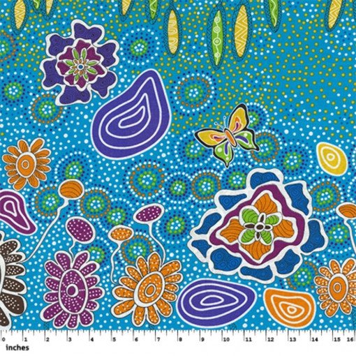 M & S Textiles - Summertime Rainforest Blue by Heather Kennedy